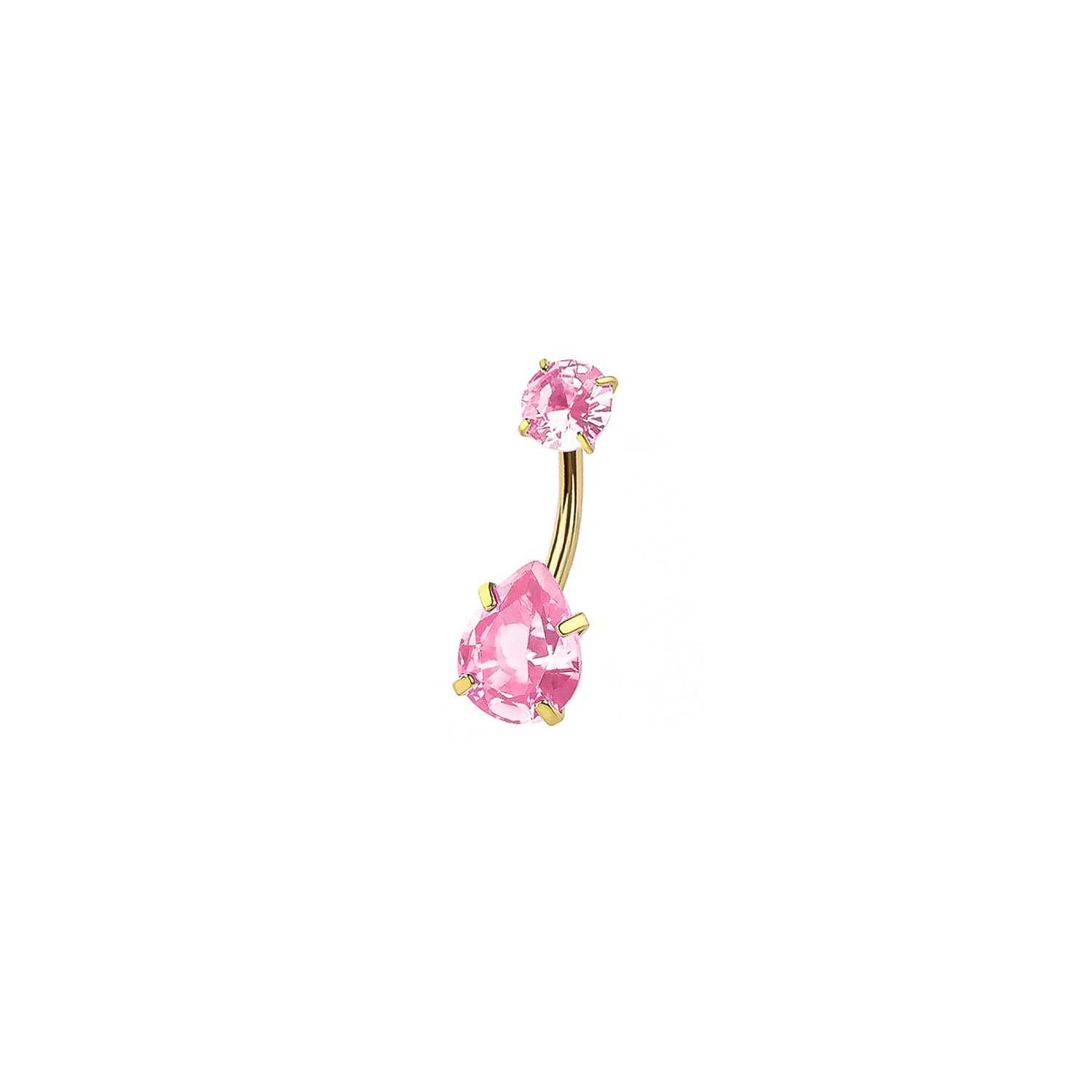 Pink Teardrop Marquise Belly  Ring