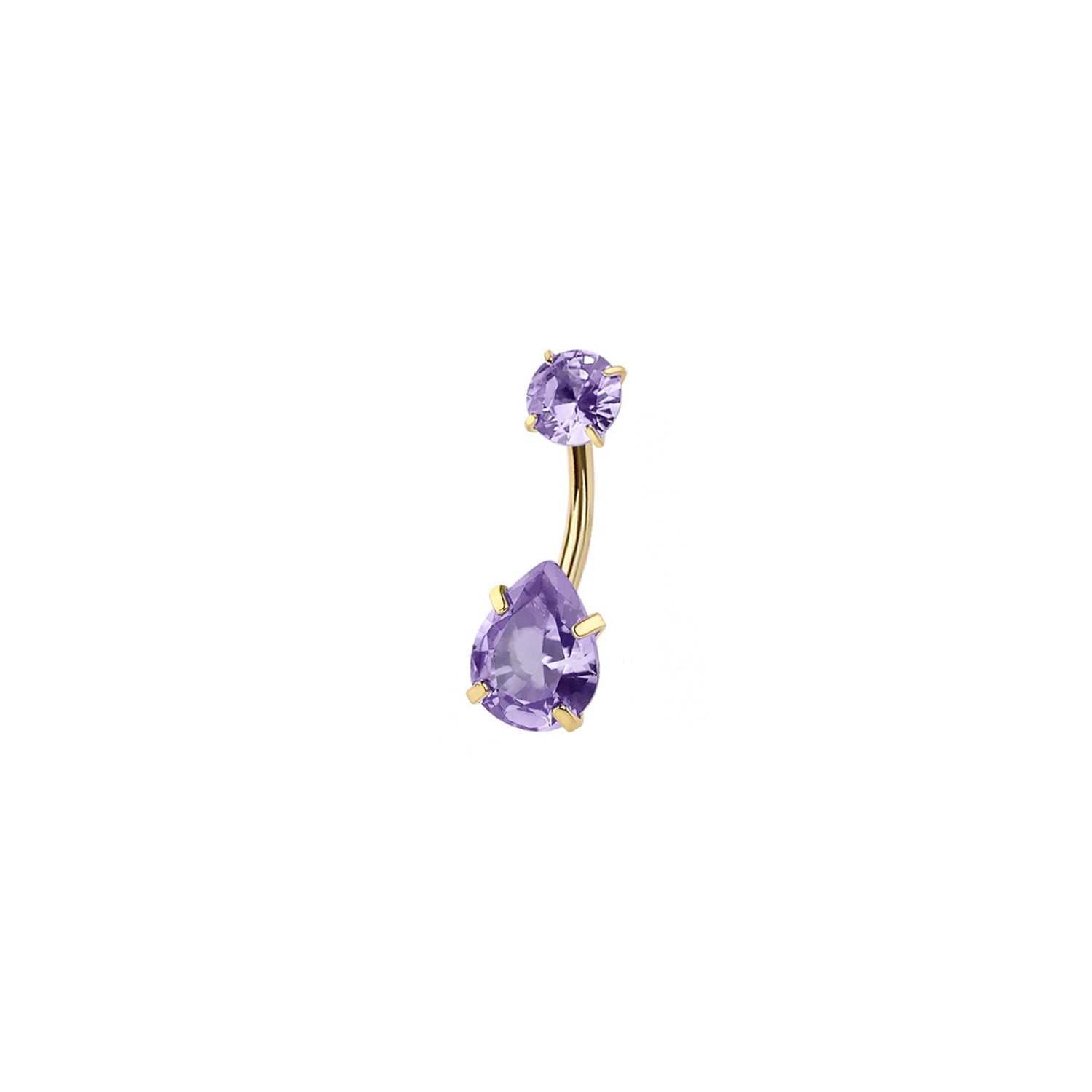 Purple Teardrop Marquise Belly Ring