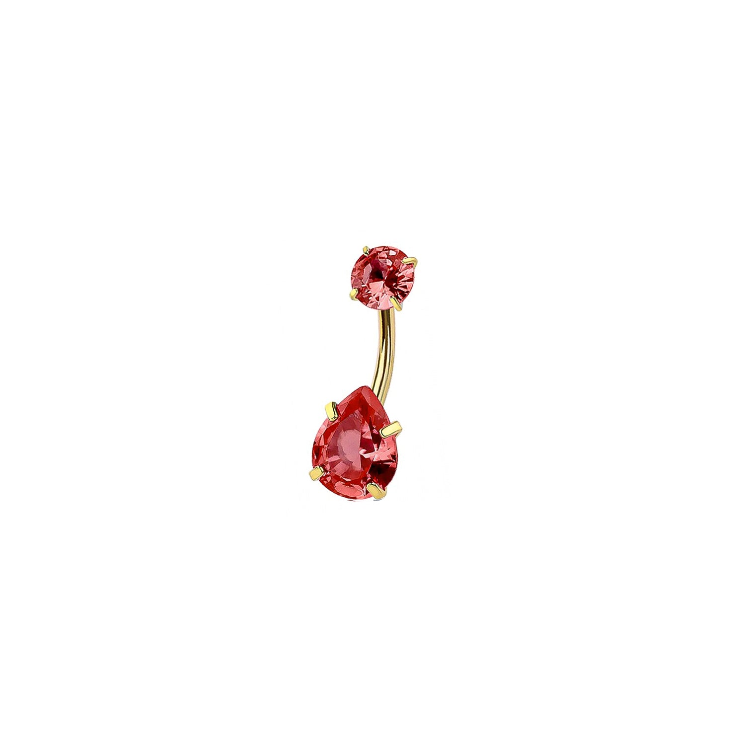 Red Teardrop Marquise Belly Button Clicker Ring - Navel Ring - 316L Surgical Steel Navel Piercing - 14GA /10MM