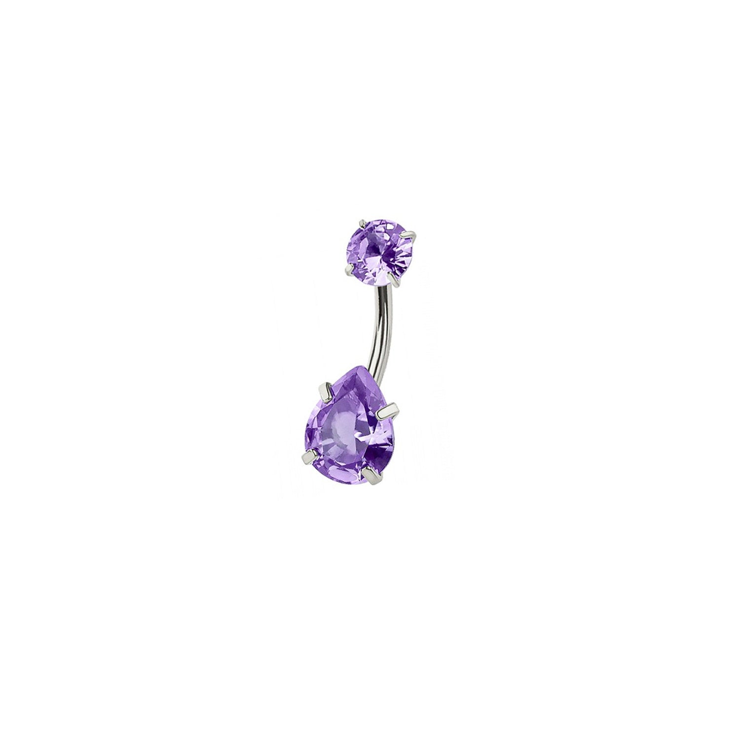 Purple Teardrop Marquise Belly Ring