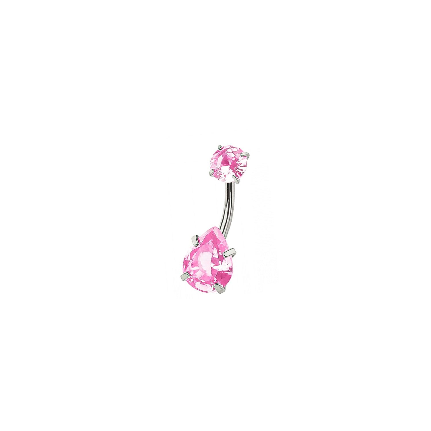 Pink Teardrop Marquise Belly  Ring