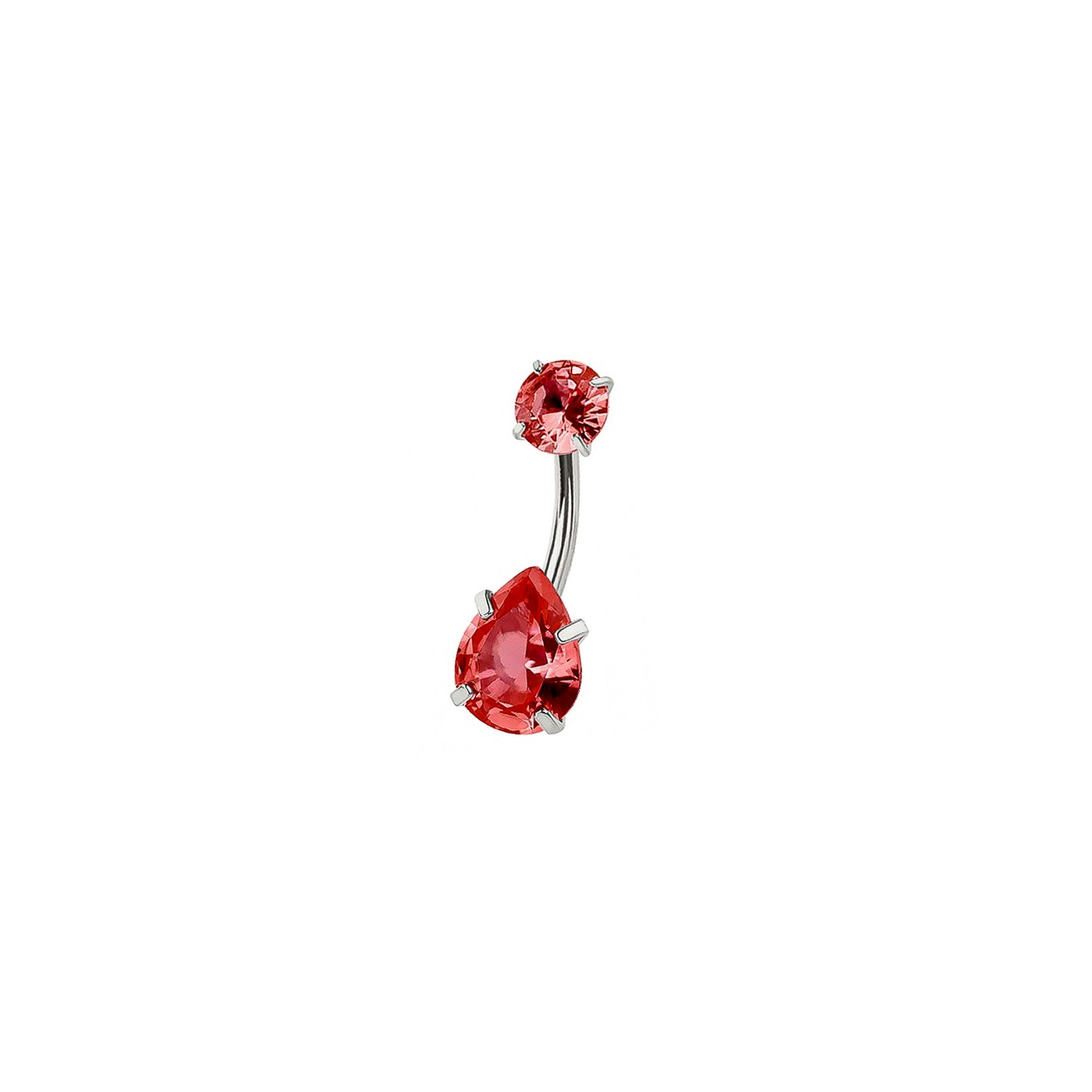 Red Teardrop Marquise Belly Button Clicker Ring - Navel Ring - 316L Surgical Steel Navel Piercing - 14GA /10MM