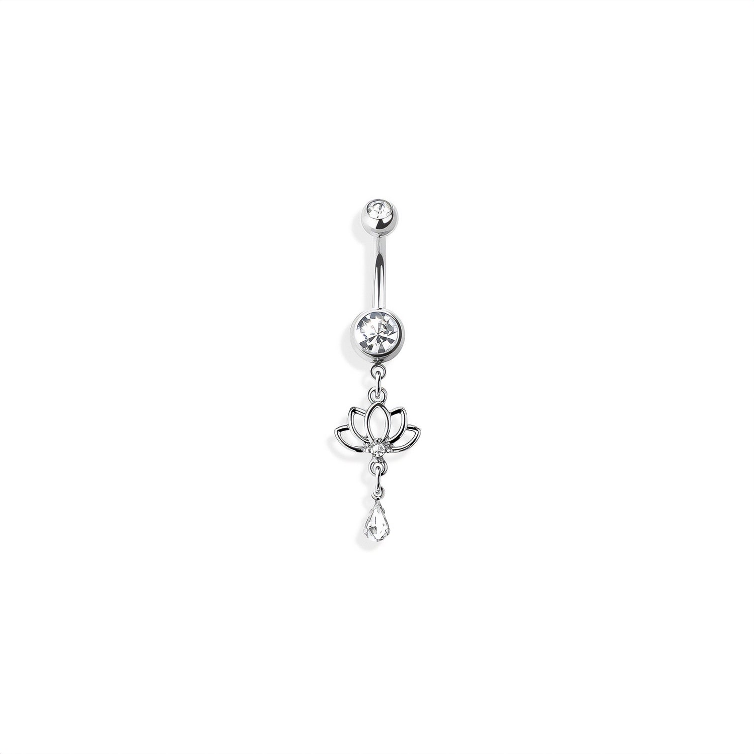 Lotus Teardrop Belly Button Ring