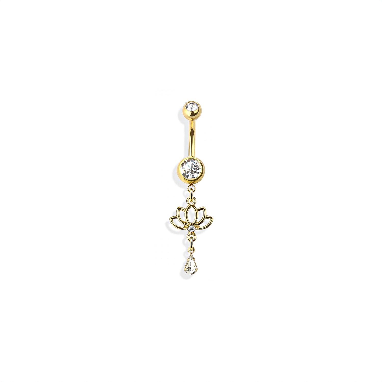 Lotus Teardrop Belly Button Ring