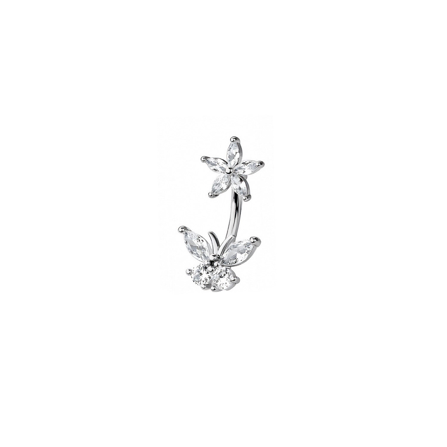 Flower Butterfly Belly Button Ring