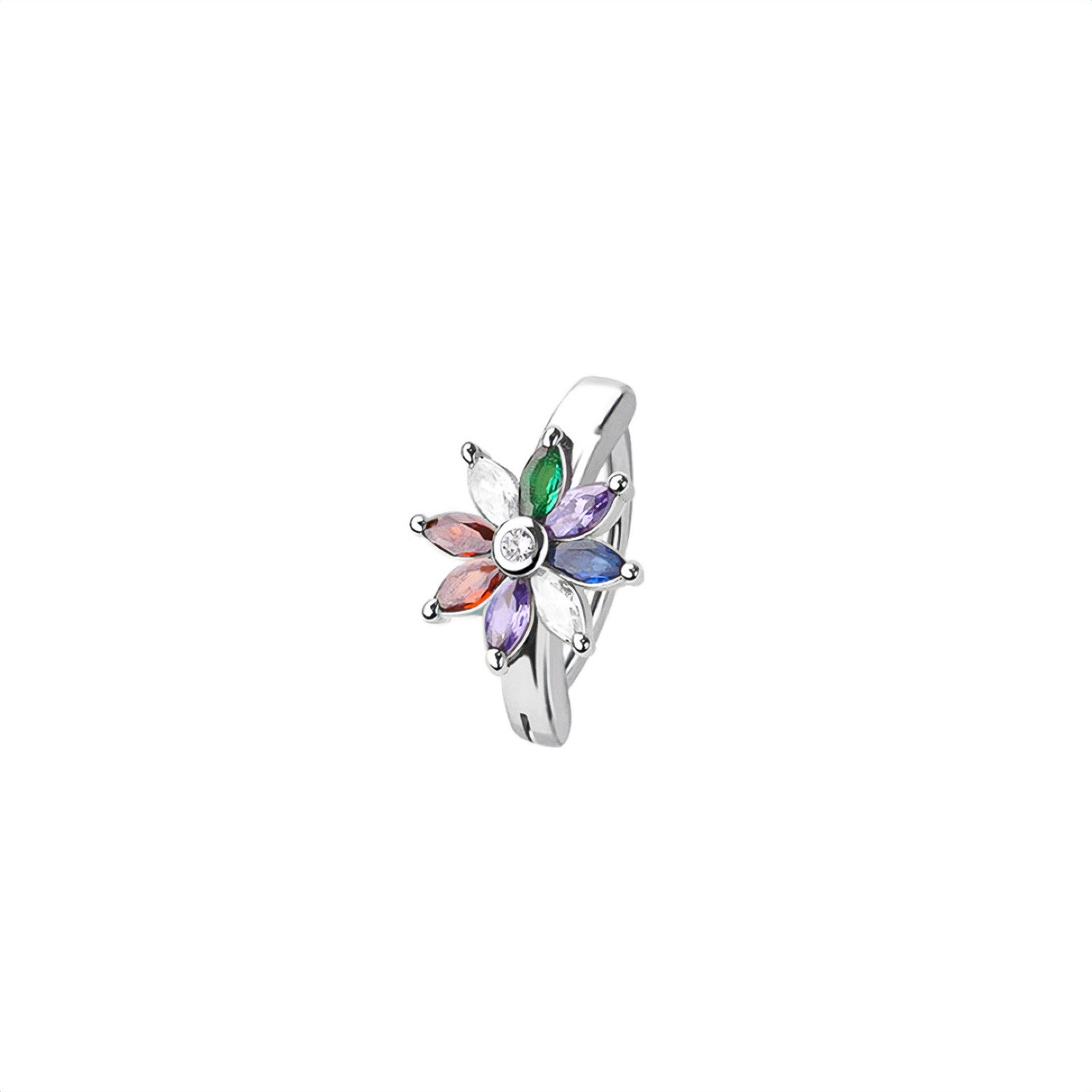 Rainbow Floral Belly Button Clicker Ring