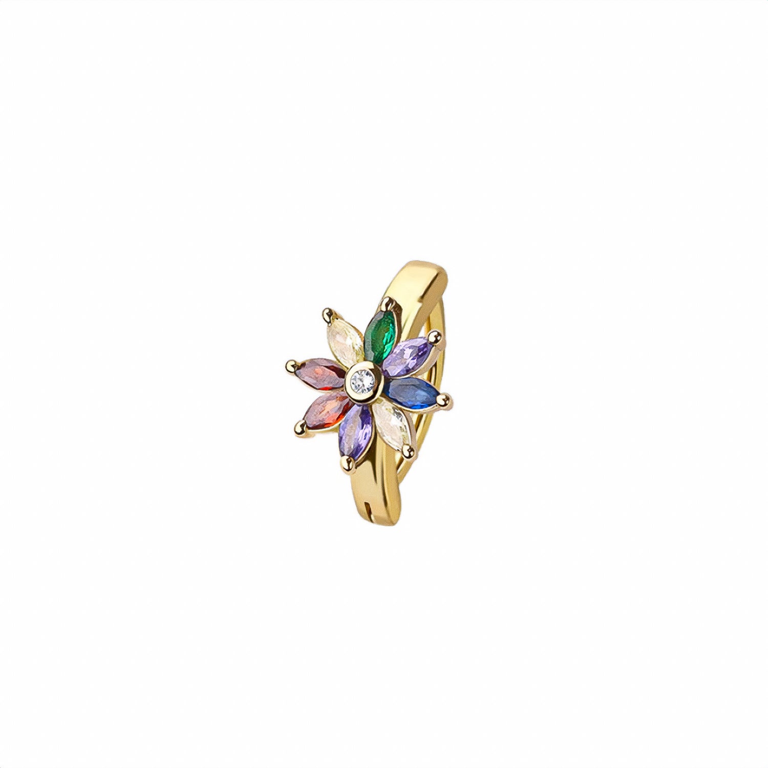 Rainbow Floral Belly Button Clicker Ring