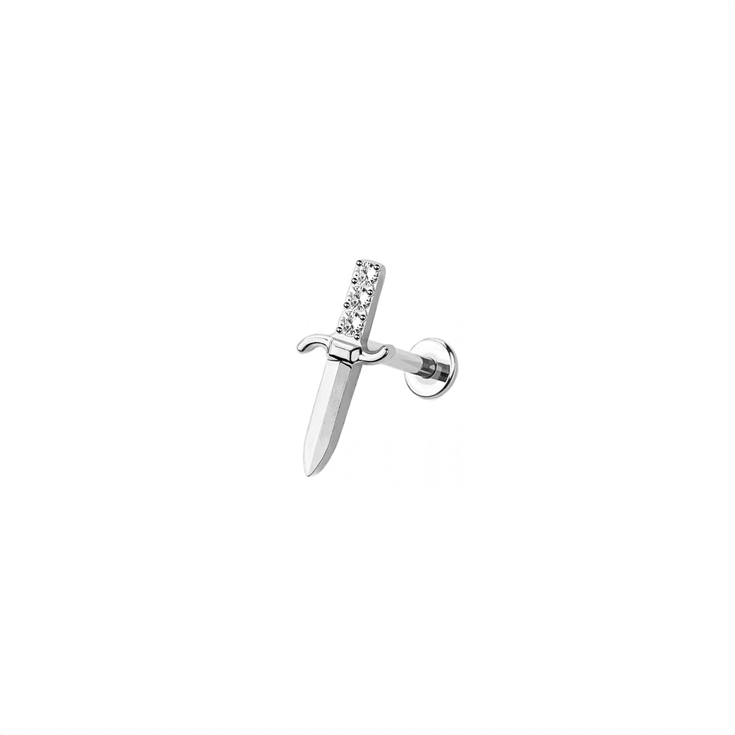 Micro Dagger Threadless Labret Earring– Titanium Implant Grade ASTM F136