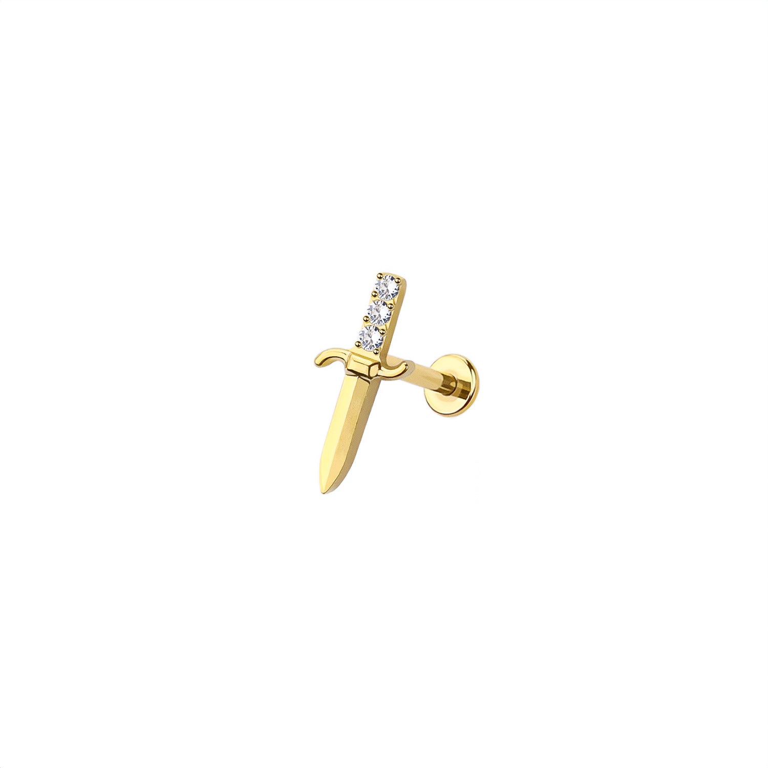 Micro Dagger Threadless Labret Earring– Titanium Implant Grade ASTM F136