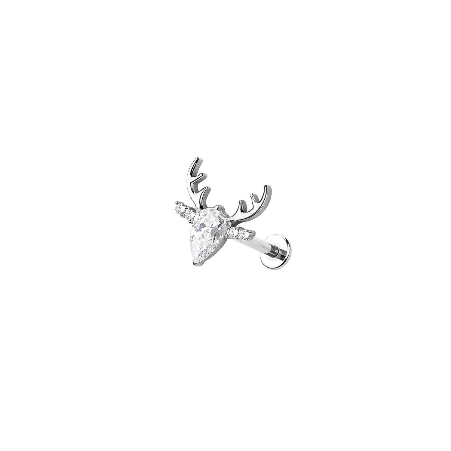 Micro Deer with Antlers Threadless Labret – Titanium Implant Grade ASTM F136
