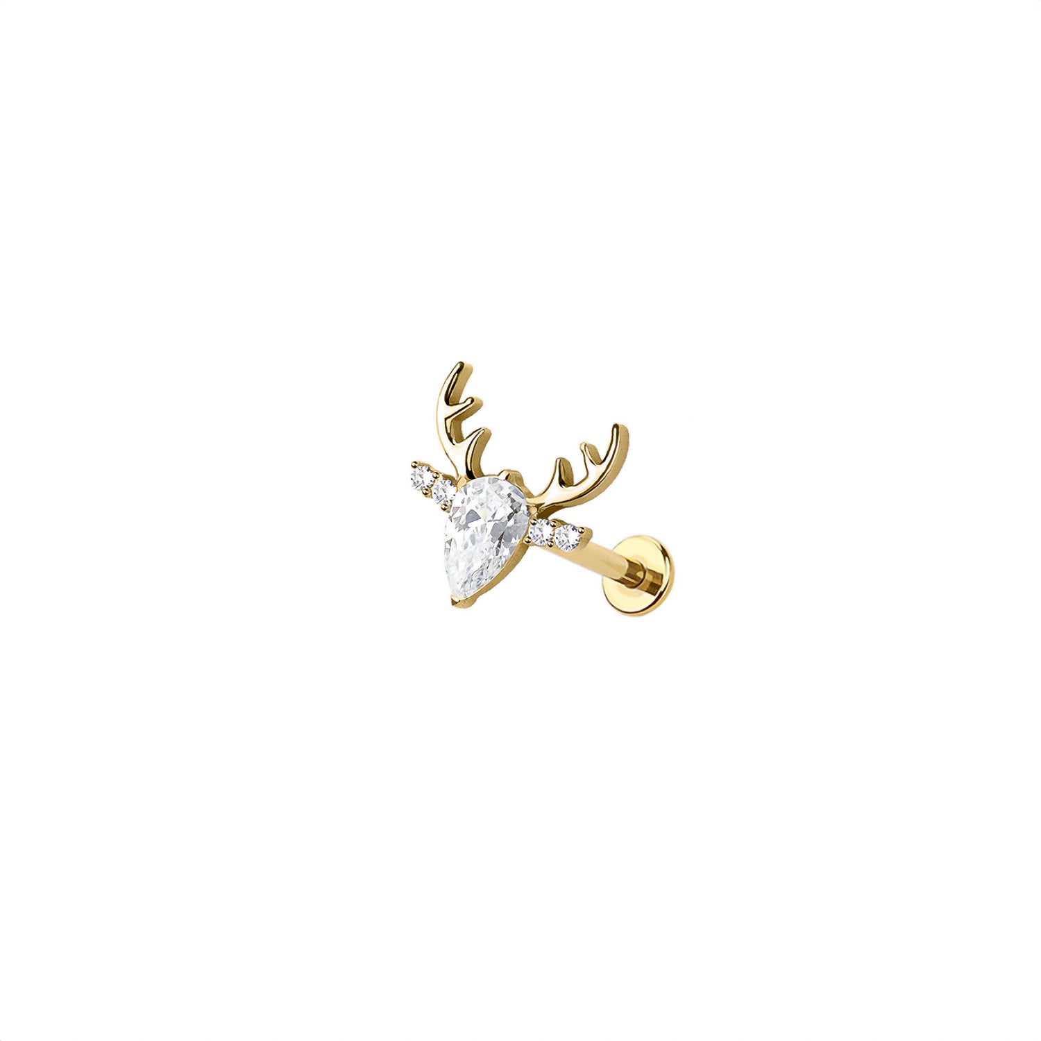 Micro Deer with Antlers Threadless Labret – Titanium Implant Grade ASTM F136