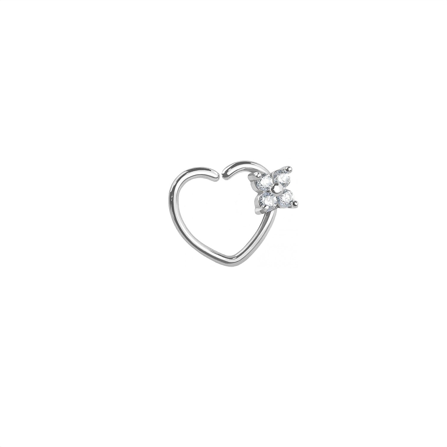 Heart Flower Daith Ring Earring