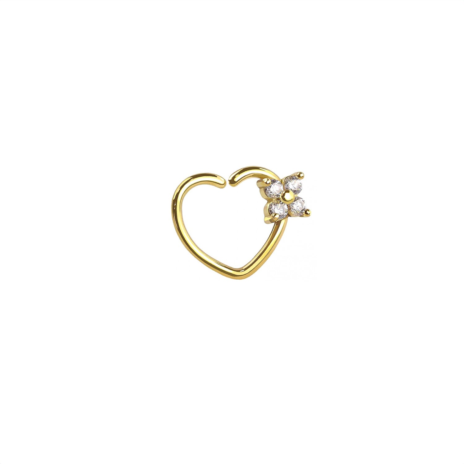 Heart Flower Daith Ring Earring
