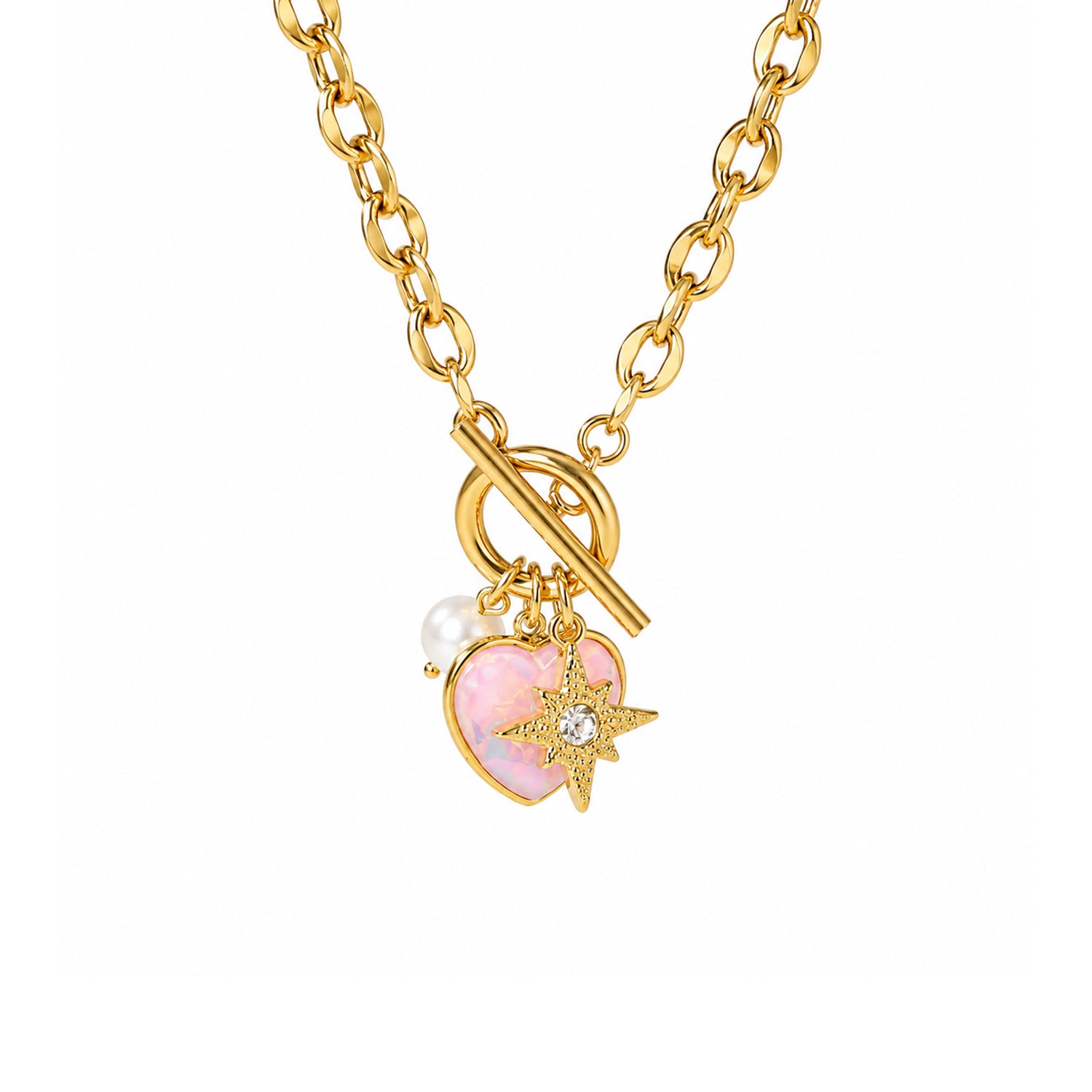 Moon Heart Stone Necklace