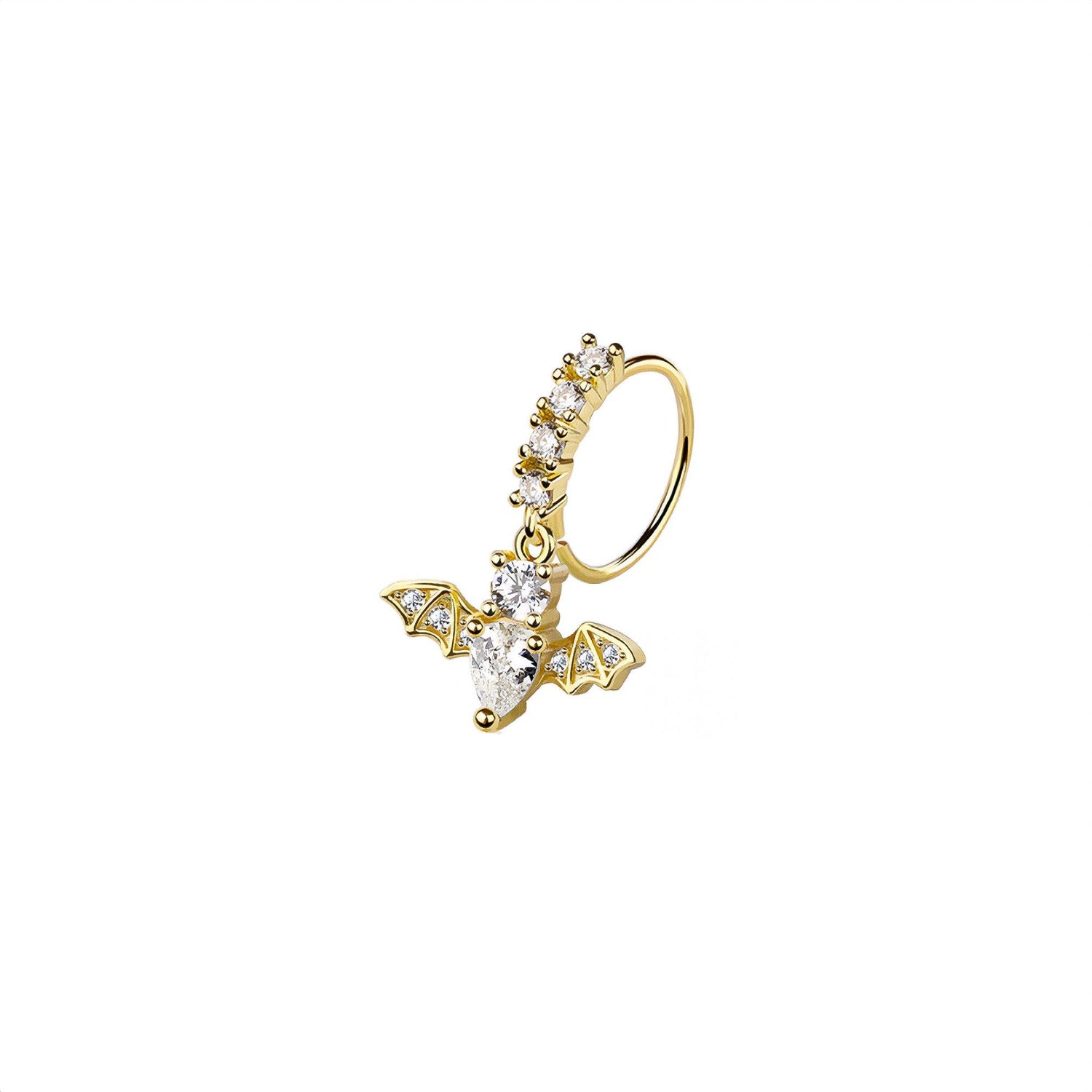 Bat Dangle Nose Ring – 316L Surgical Steel – Cute Bat Nose Hoop - Dainty Nose Piercing Jewelry - Helix Piercing - Halloween Jewelry